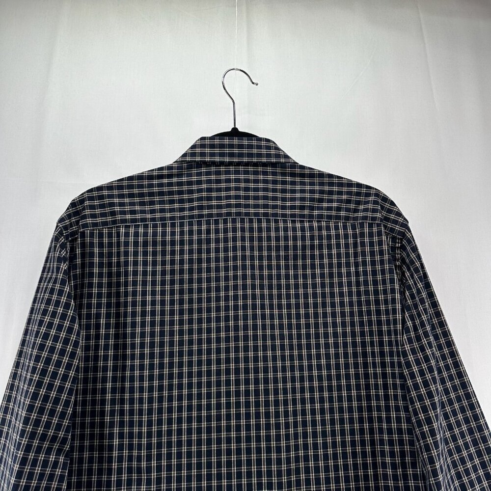 Banana Republic Button Up Shirt L Black Plaid Long Sleeve Non Iron Standard Fit - Picture 6 of 12
